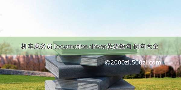 机车乘务员 locomotive driver英语短句 例句大全