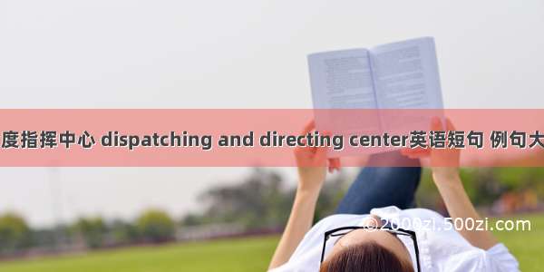 调度指挥中心 dispatching and directing center英语短句 例句大全