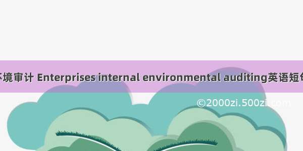 企业内部环境审计 Enterprises internal environmental auditing英语短句 例句大全