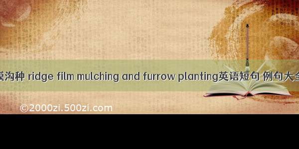 垄膜沟种 ridge film mulching and furrow planting英语短句 例句大全