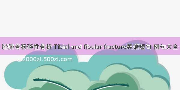 胫腓骨粉碎性骨折 Tibial and fibular fracture英语短句 例句大全