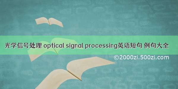 光学信号处理 optical signal processing英语短句 例句大全