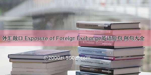 外汇敞口 Exposure of Foreign Exchange英语短句 例句大全