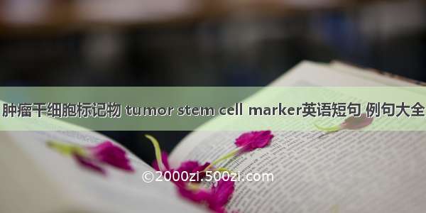 肿瘤干细胞标记物 tumor stem cell marker英语短句 例句大全