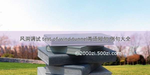 风洞调试 test of wind tunnel英语短句 例句大全