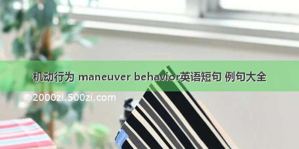 机动行为 maneuver behavior英语短句 例句大全