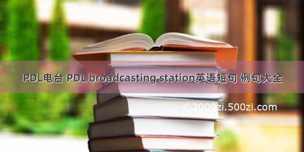 PDL电台 PDL broadcasting station英语短句 例句大全