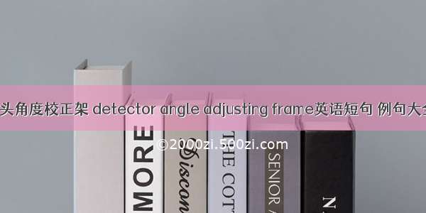 探头角度校正架 detector angle adjusting frame英语短句 例句大全