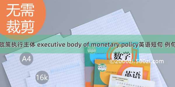 货币政策执行主体 executive body of monetary policy英语短句 例句大全