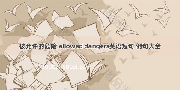 被允许的危险 allowed dangers英语短句 例句大全