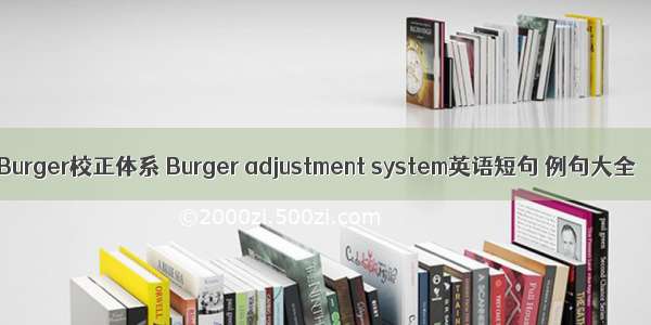 Burger校正体系 Burger adjustment system英语短句 例句大全