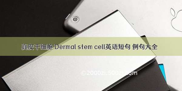 真皮干细胞 Dermal stem cell英语短句 例句大全