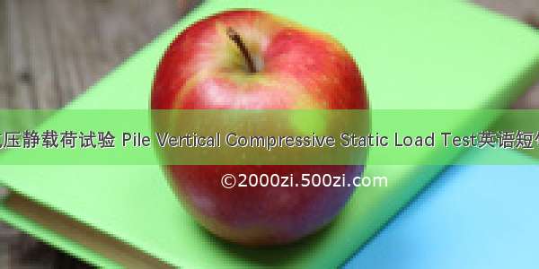 单桩竖向抗压静载荷试验 Pile Vertical Compressive Static Load Test英语短句 例句大全