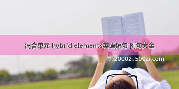 混合单元 hybrid elements英语短句 例句大全