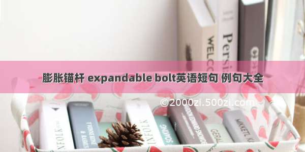 膨胀锚杆 expandable bolt英语短句 例句大全