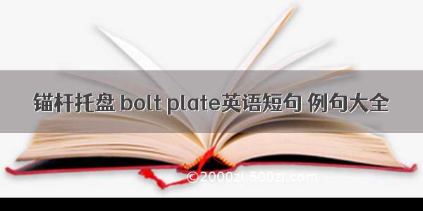 锚杆托盘 bolt plate英语短句 例句大全