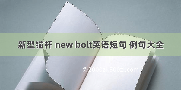 新型锚杆 new bolt英语短句 例句大全