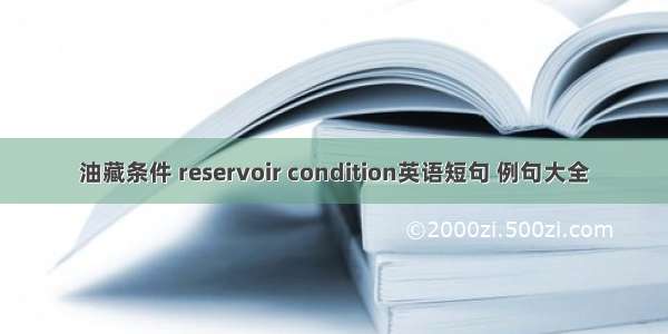 油藏条件 reservoir condition英语短句 例句大全