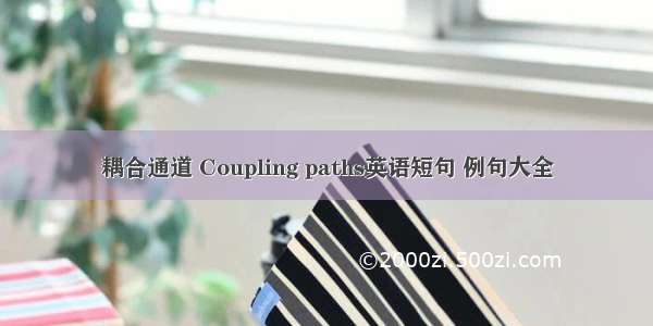 耦合通道 Coupling paths英语短句 例句大全