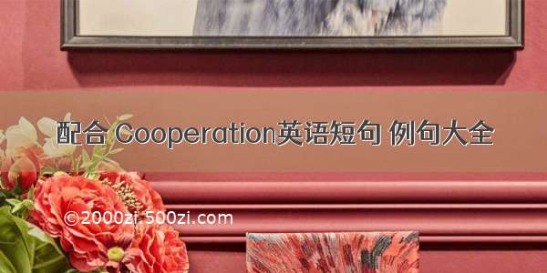 配合 Cooperation英语短句 例句大全