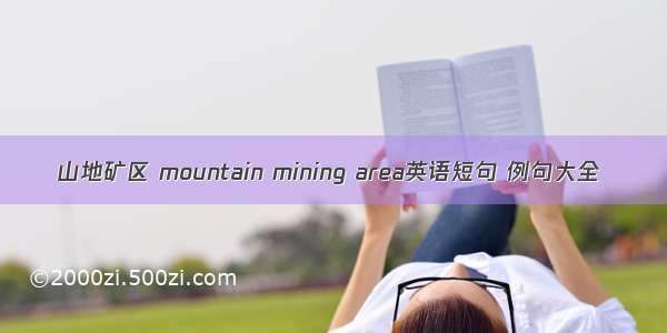 山地矿区 mountain mining area英语短句 例句大全