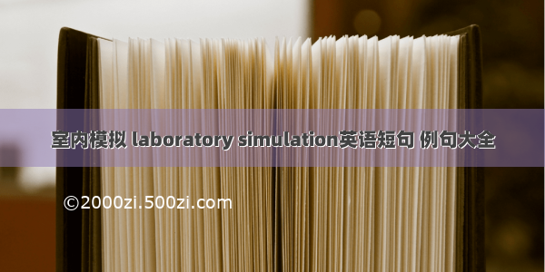 室内模拟 laboratory simulation英语短句 例句大全