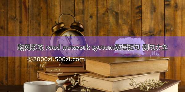 路网系统 road network system英语短句 例句大全