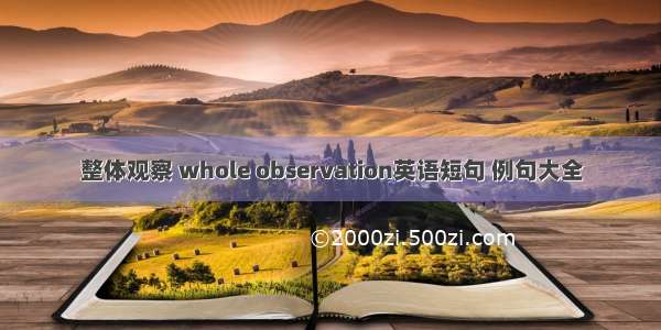 整体观察 whole observation英语短句 例句大全