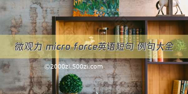 微观力 micro force英语短句 例句大全