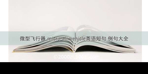 微型飞行器 micro air vehicle英语短句 例句大全