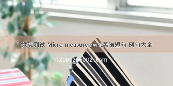 微观测试 Micro measurement英语短句 例句大全