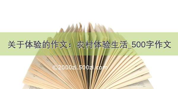 关于体验的作文：农村体验生活_500字作文