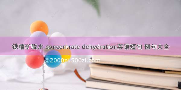 铁精矿脱水 concentrate dehydration英语短句 例句大全