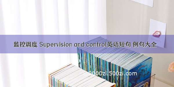 监控调度 Supervision and control英语短句 例句大全