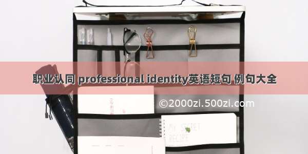 职业认同 professional identity英语短句 例句大全