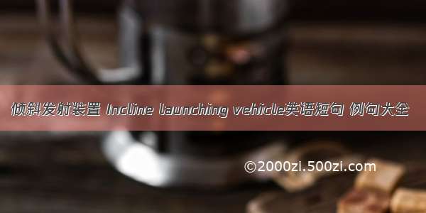 倾斜发射装置 Incline launching vehicle英语短句 例句大全