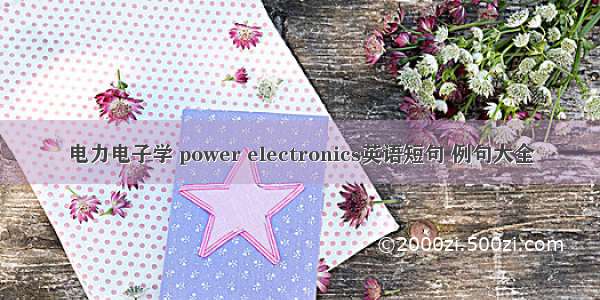 电力电子学 power electronics英语短句 例句大全