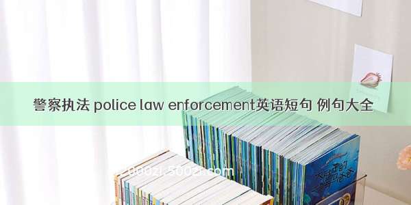 警察执法 police law enforcement英语短句 例句大全