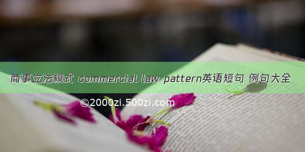 商事立法模式 commercial law pattern英语短句 例句大全