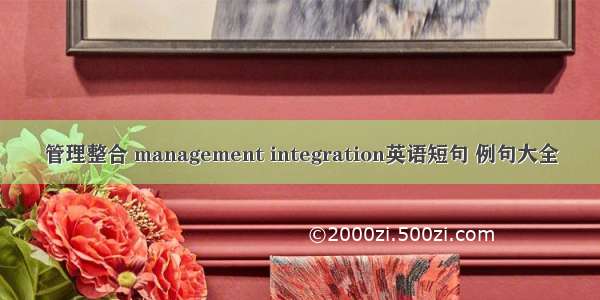 管理整合 management integration英语短句 例句大全