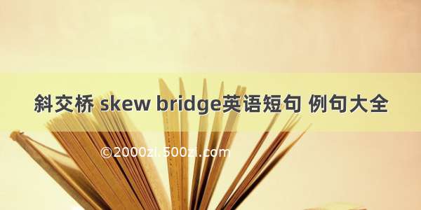 斜交桥 skew bridge英语短句 例句大全