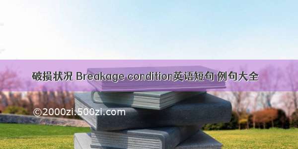 破损状况 Breakage condition英语短句 例句大全