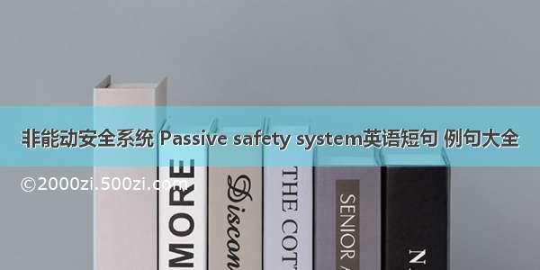 非能动安全系统 Passive safety system英语短句 例句大全