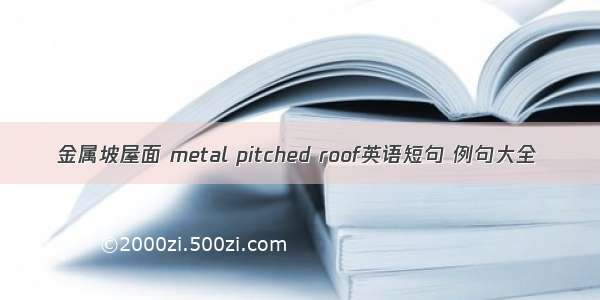 金属坡屋面 metal pitched roof英语短句 例句大全