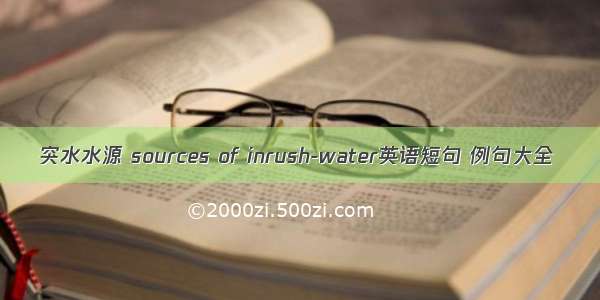 突水水源 sources of inrush-water英语短句 例句大全