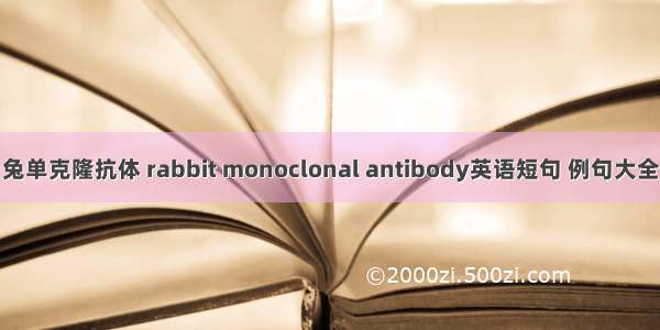 兔单克隆抗体 rabbit monoclonal antibody英语短句 例句大全