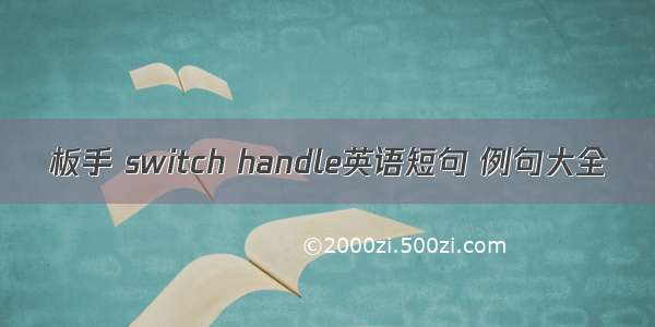 板手 switch handle英语短句 例句大全