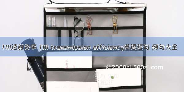 TM透射效率 TM transmission efficiency英语短句 例句大全