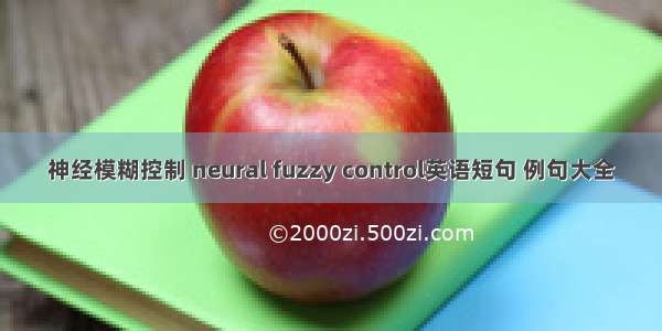 神经模糊控制 neural fuzzy control英语短句 例句大全