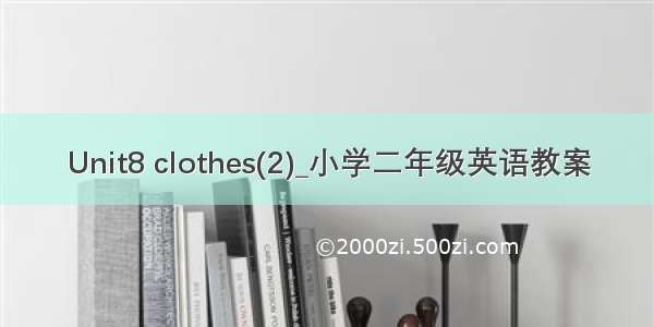 Unit8 clothes(2)_小学二年级英语教案